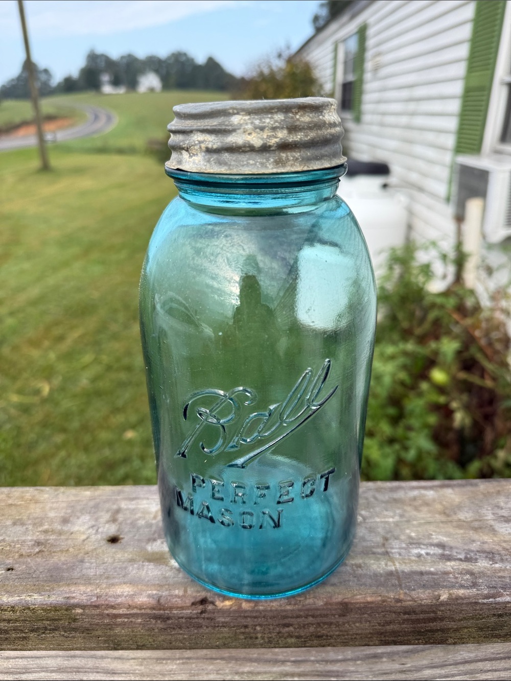 Ball Perfect Mason Vintage-Style Blue Glass Storage Bottle cottage chek